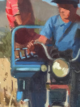 Load image into Gallery viewer, Oil painting on canvas Morocco landscape, farmers on a motorcycle in Meknes art
