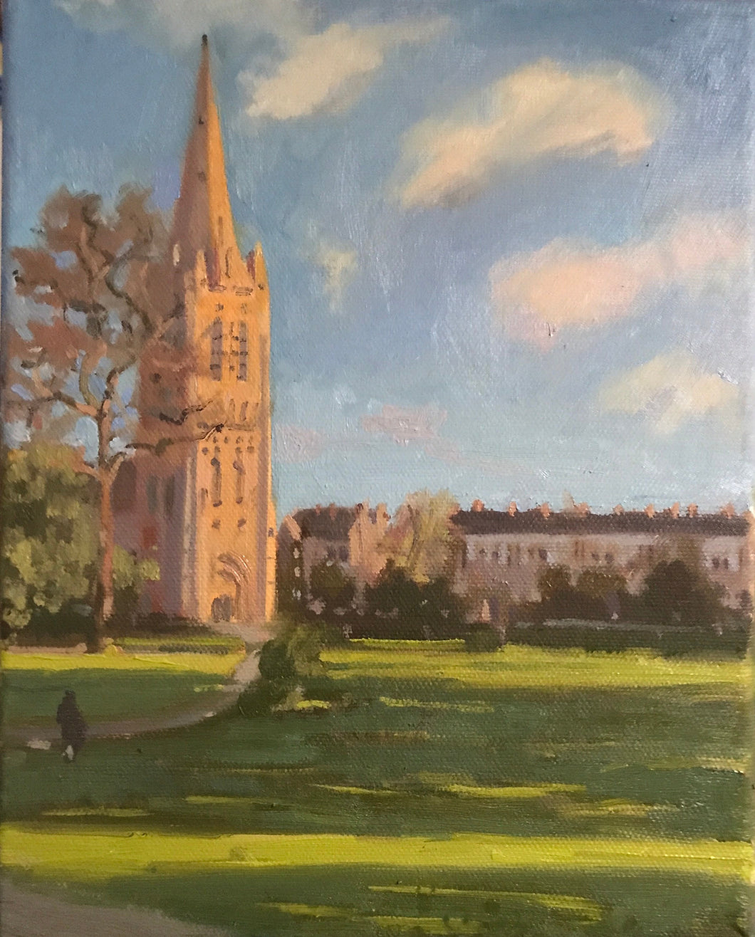 Clissold Park Islington London landscape Plein Air Painting Oil on Canvas Original London Painting Church England