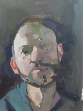 Load image into Gallery viewer, Original oil painting on paper. Portrait of a man in chiaroscuro
