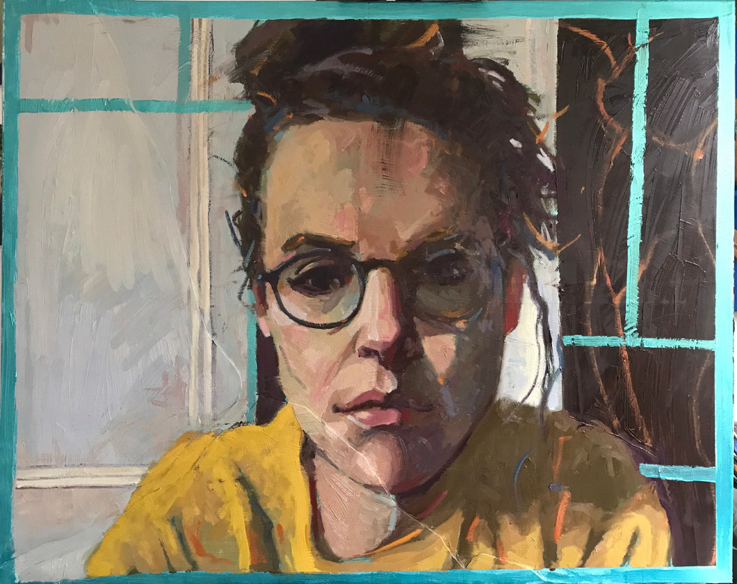 Female self Portrait Painting Zoom meeting Original Art portraiture