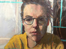 Load image into Gallery viewer, Female self Portrait Painting Zoom meeting Original Art portraiture
